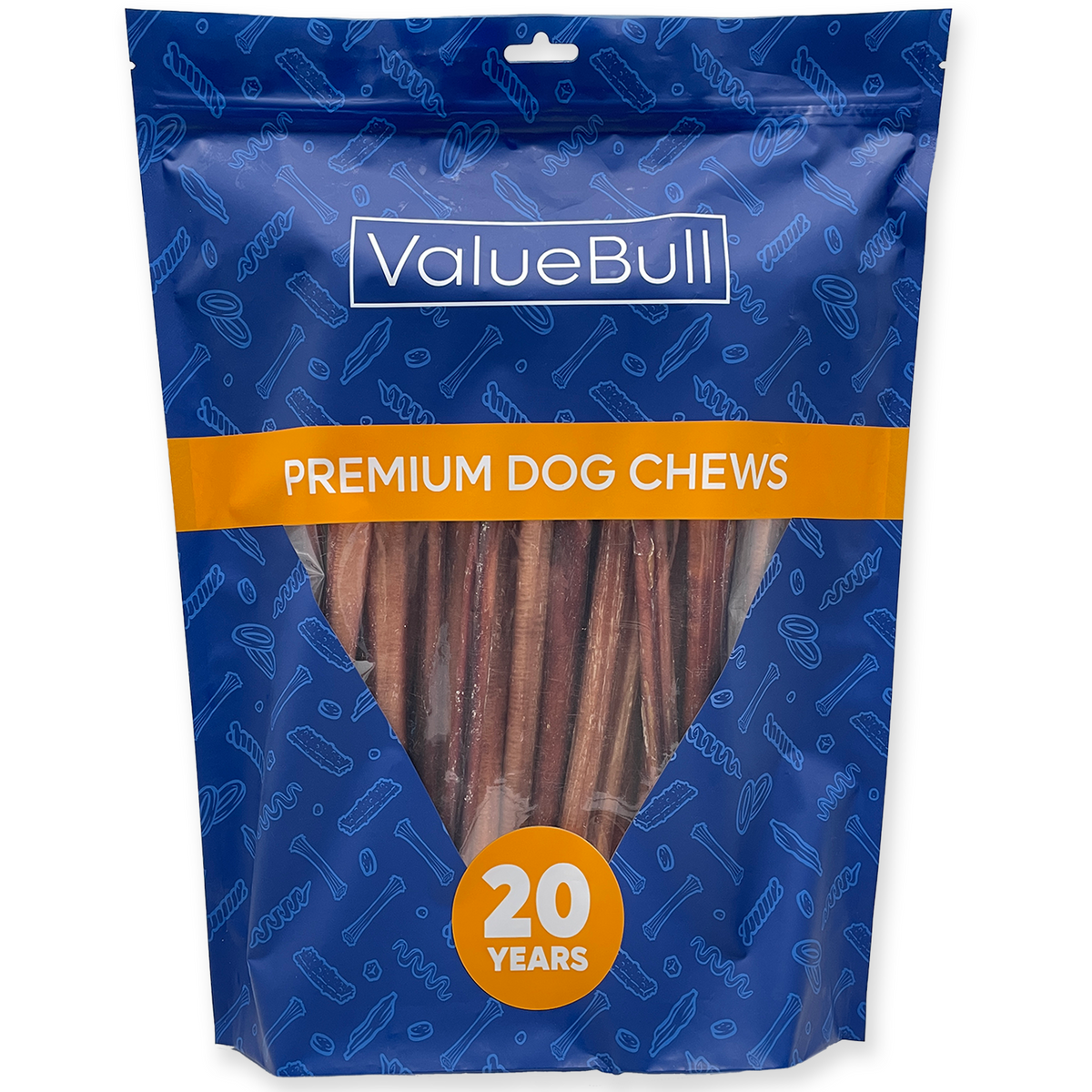 ValueBull Odor Free Bully Sticks for Dogs, Medium 12 Inch, 50 Count