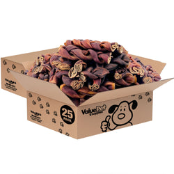 ValueBull USA Collagen Braid Beef Large Dog Chews, Jumbo 6 Inch 50 Count Bulk - Jumbo - 50 Braids