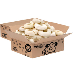 ValueBull USA Beef Rawhide Donut Rings, Premium Thick Cut, 50 Count Bulk Pack - Donut - 50 Rings