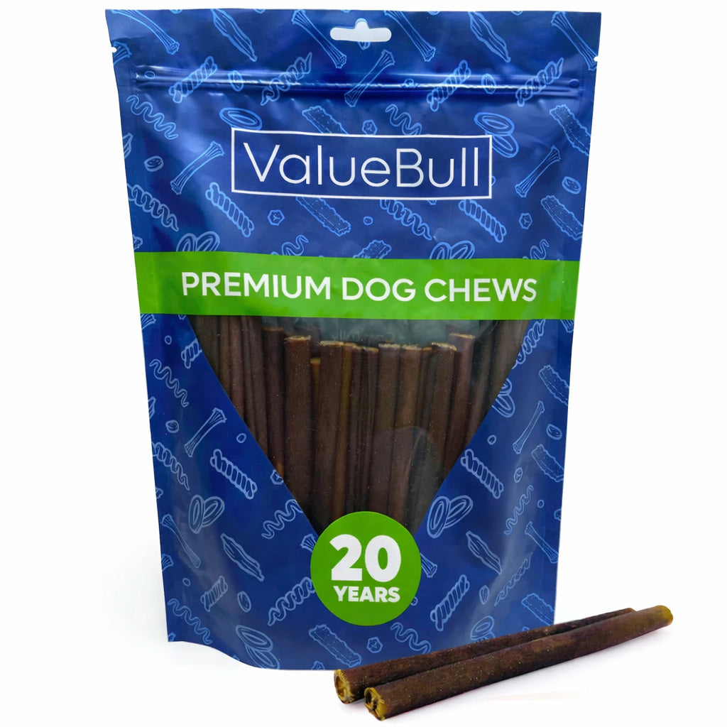 ValueBull Buffalo Collagen Sticks for Small Dogs, 6 Inch Thin Chews, Natural Dog Treats, 50 Count - Thin - 50 Sticks