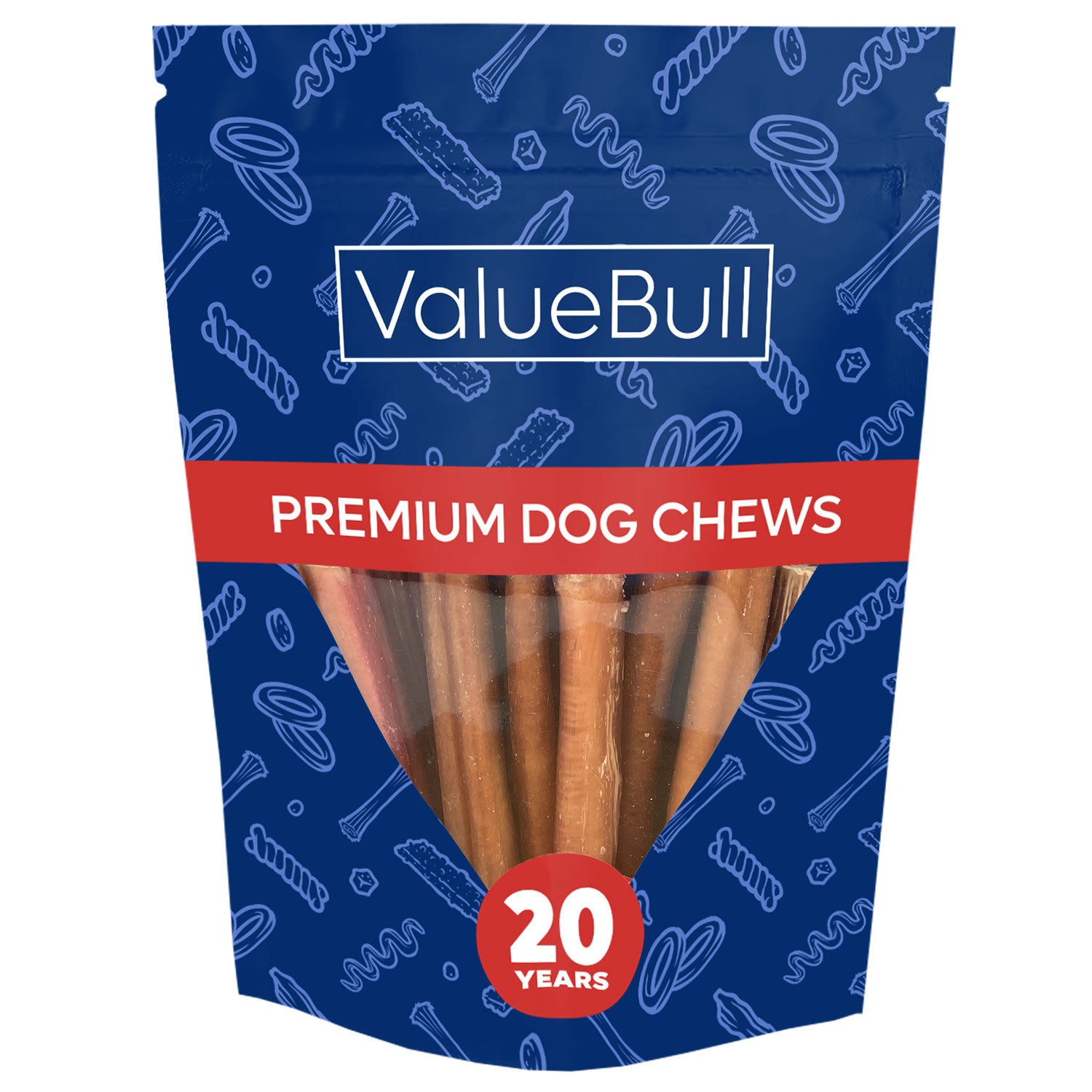 ValueBull Bully Sticks for Dogs, Thick 6 Inch, 10 Count - Thick - 10 Sticks