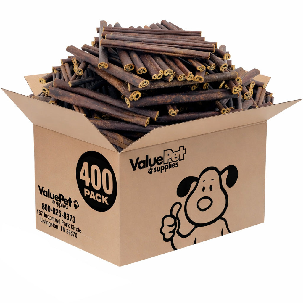 ValueBull Buffalo Collagen Sticks for Small Dogs, 6 Inch Thin Chews, Natural Dog Treats, 400 Count Wholesale Pack - 400