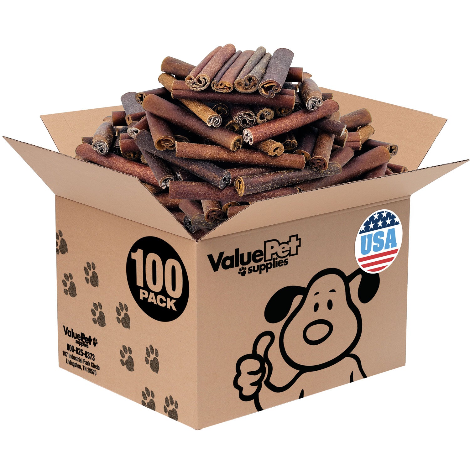 ValueBull USA Collagen Sticks for Dogs, 6 Inch Super Jumbo Chews, Natural Long-Lasting Dog Treats, 100 Count Bulk Pack - X-Jumbo - 100 Sticks