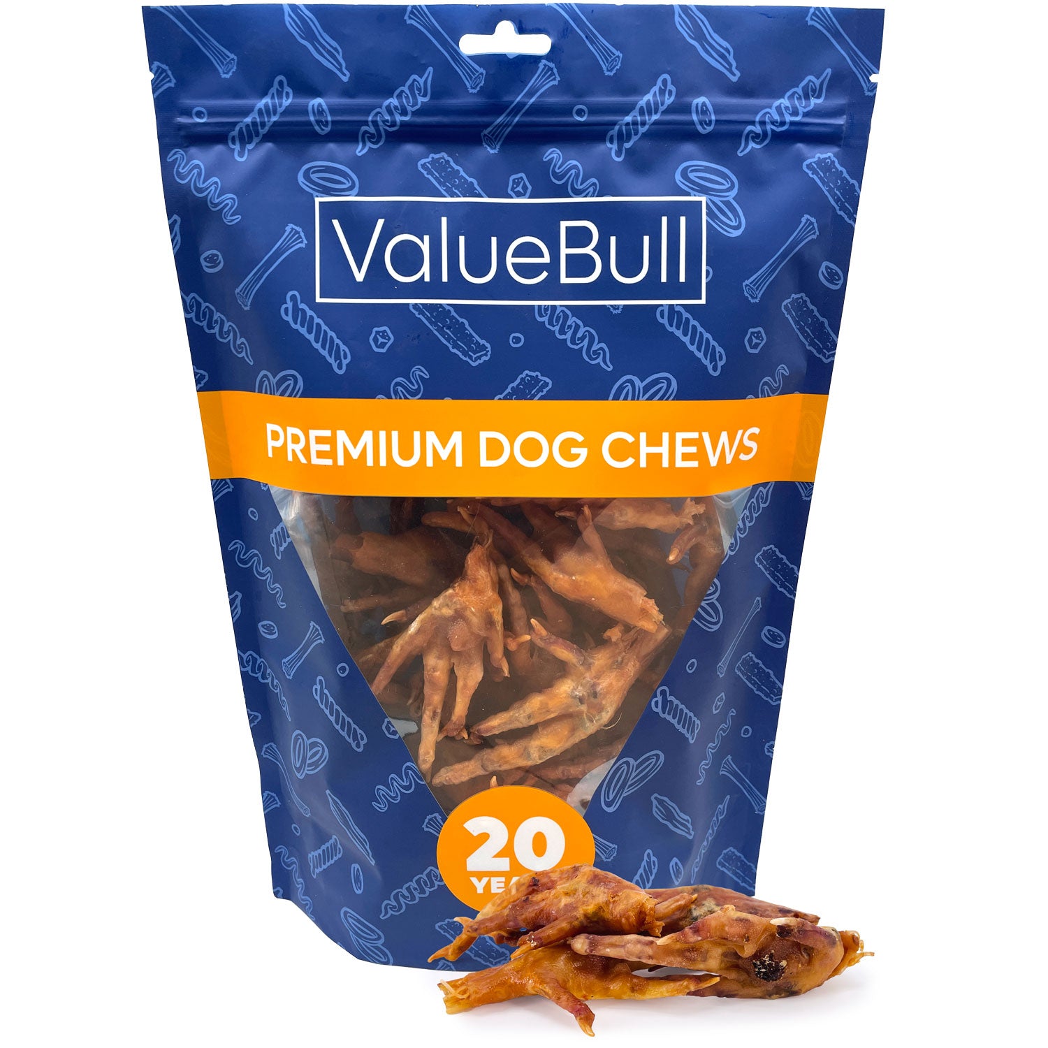 ValueBull Chicken Feet for Dogs, 25 Count - Chicken Feet - 25 Feet