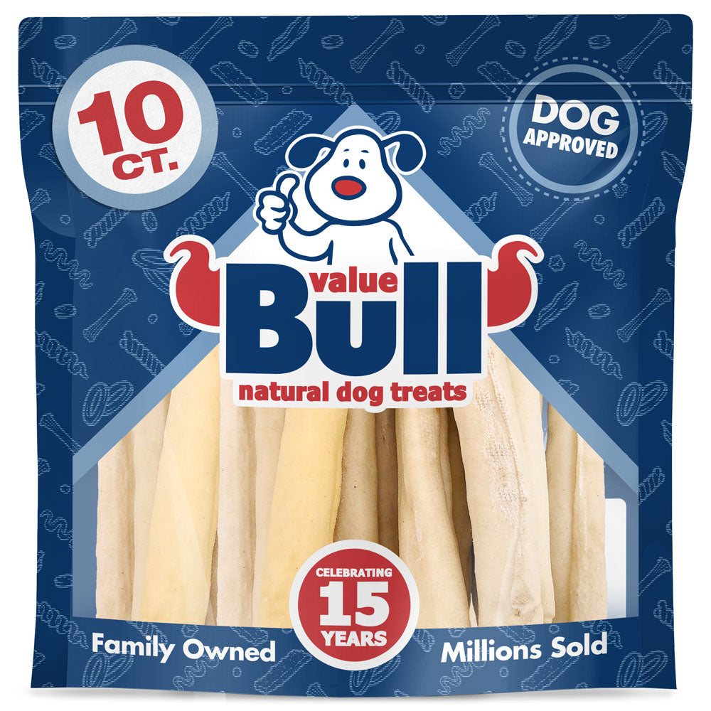 ValueBull USA Retriever Rolls, Premium Rawhide, Thick 10 Inch, 10 Count - Natural - 10 Rolls