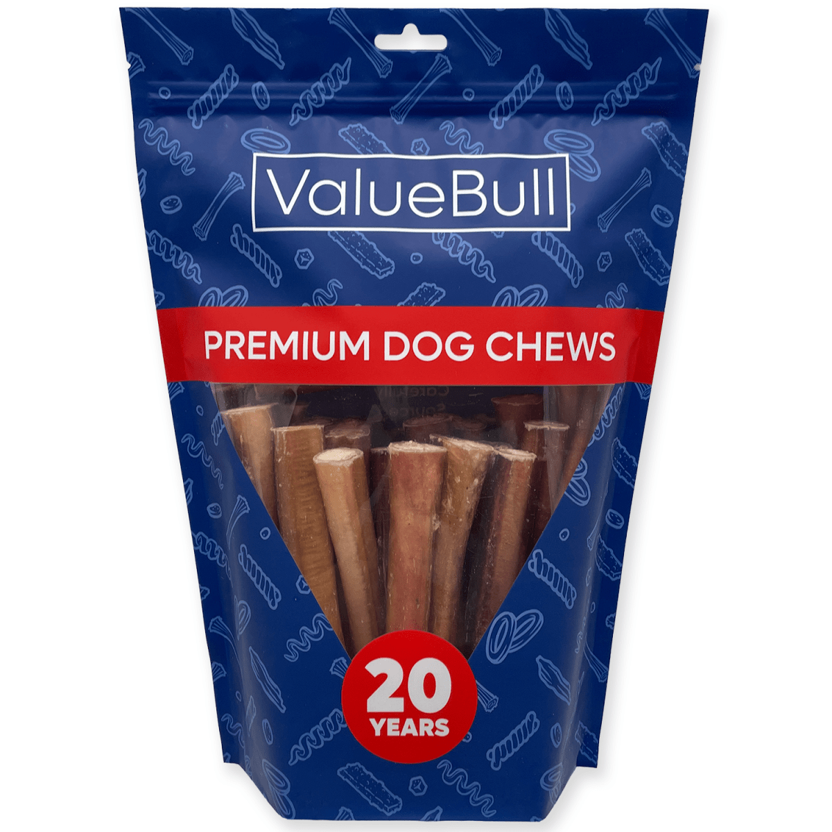 ValueBull Odor Free Bully Sticks for Large Dogs, Jumbo 6 Inch, 25 Count - 25