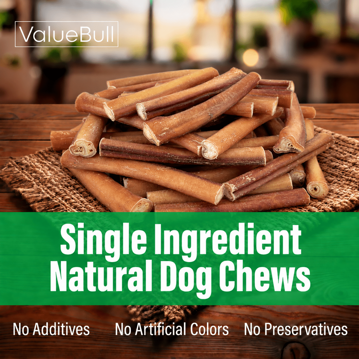 ValueBull Odor Free Bully Sticks for Large Dogs, Jumbo 6 Inch, 50 Count - 50