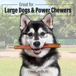 ValueBull Bully Sticks for Large Dogs, Jumbo 12 Inch, 25 Count - ValuePetSupplies