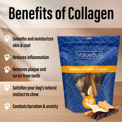 ValueBull USA Collagen Dog Chews, Fun Shapes Variety Mix, Natural Long-Lasting Dog Treats, 1 Pound - Varied - 1 Pound