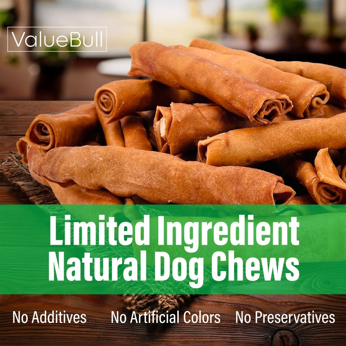 ValueBull USA Collagen Retriever Rolls, Dog Chews, Natural Beef, Chicken Infused, 6 Inch, 10 Count - ValuePetSupplies