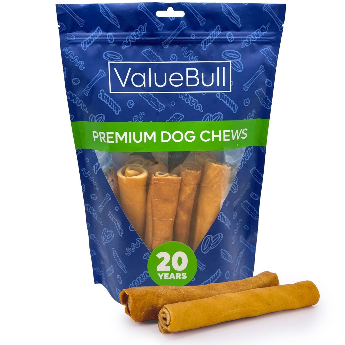 ValueBull USA Collagen Retriever Rolls, Dog Chews, Natural Beef, Chicken Infused, 6 Inch, 10 Count - ValuePetSupplies