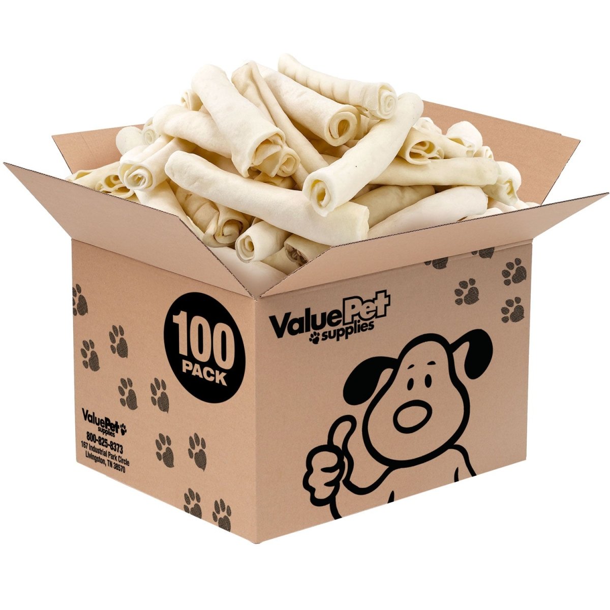 ValueBull USA Collagen Retriever Rolls, Dog Chews, Natural Beef, 6 Inch, 100 Count BULK PACK - ValuePetSupplies