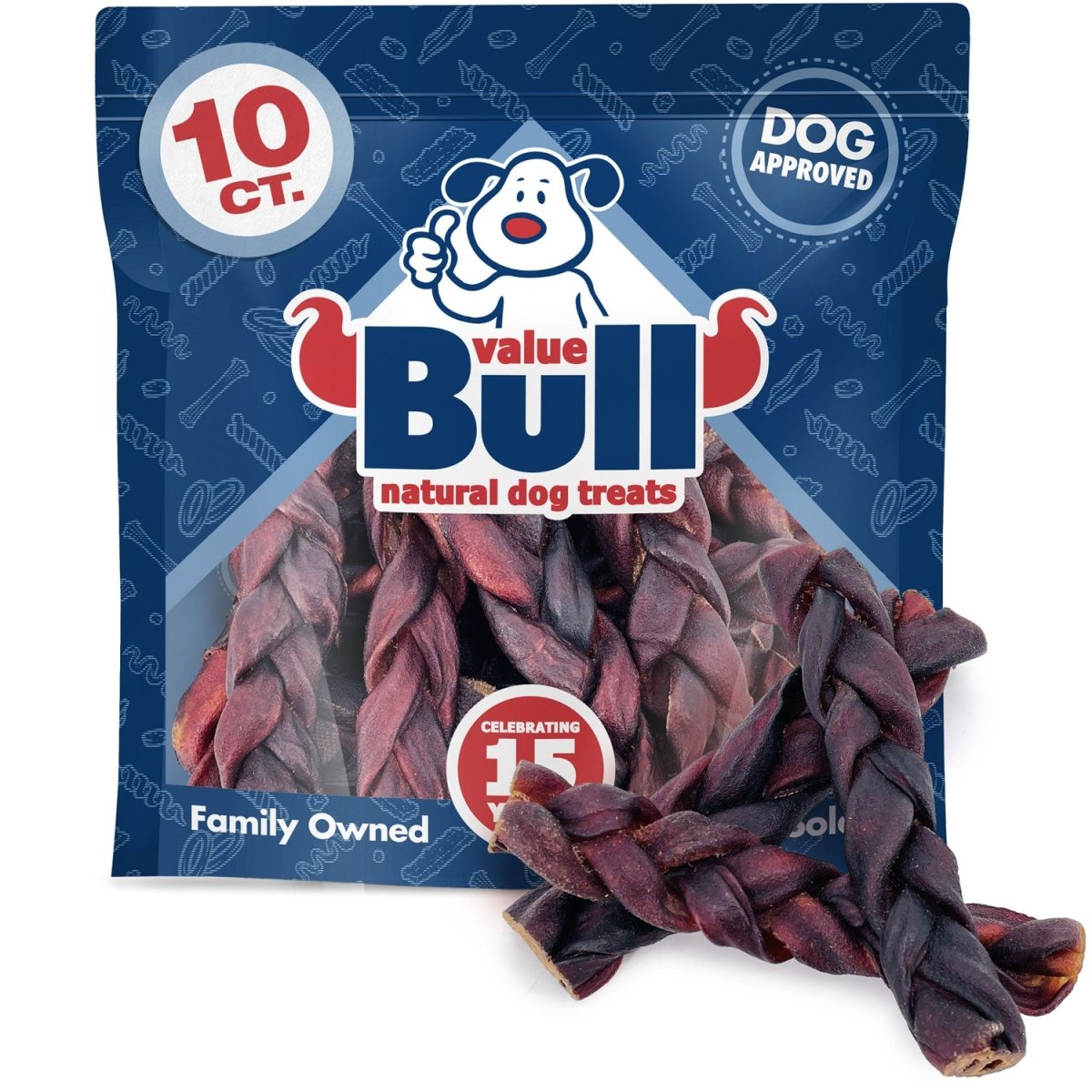 ValueBull USA Collagen Braids, Thick 5 - 6 Inch, 10 Count - ValuePetSupplies