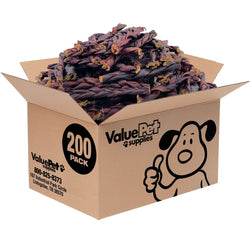 ValueBull USA Collagen Braided Sticks for Dogs, 6 Inch Thin Chews, Natural Dog Treats, 200 Count BULK PACK - ValuePetSupplies