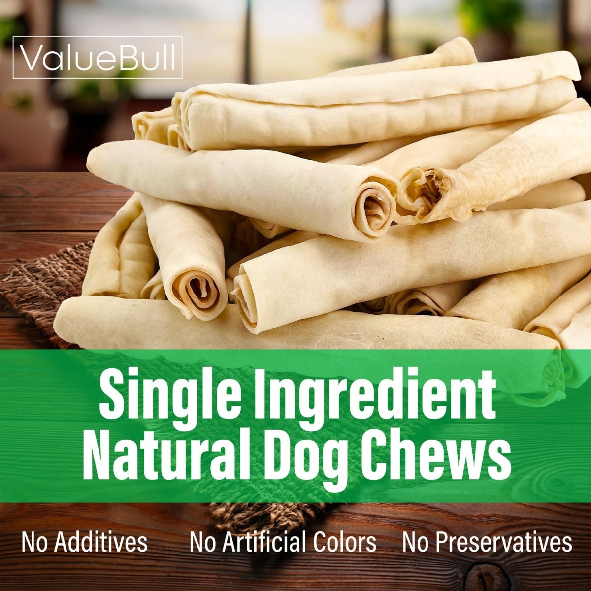 ValueBull USA Collagen Retriever Rolls, Dog Chews, Natural Beef, 9 Inch, 100 Count BULK PACK - ValuePetSupplies
