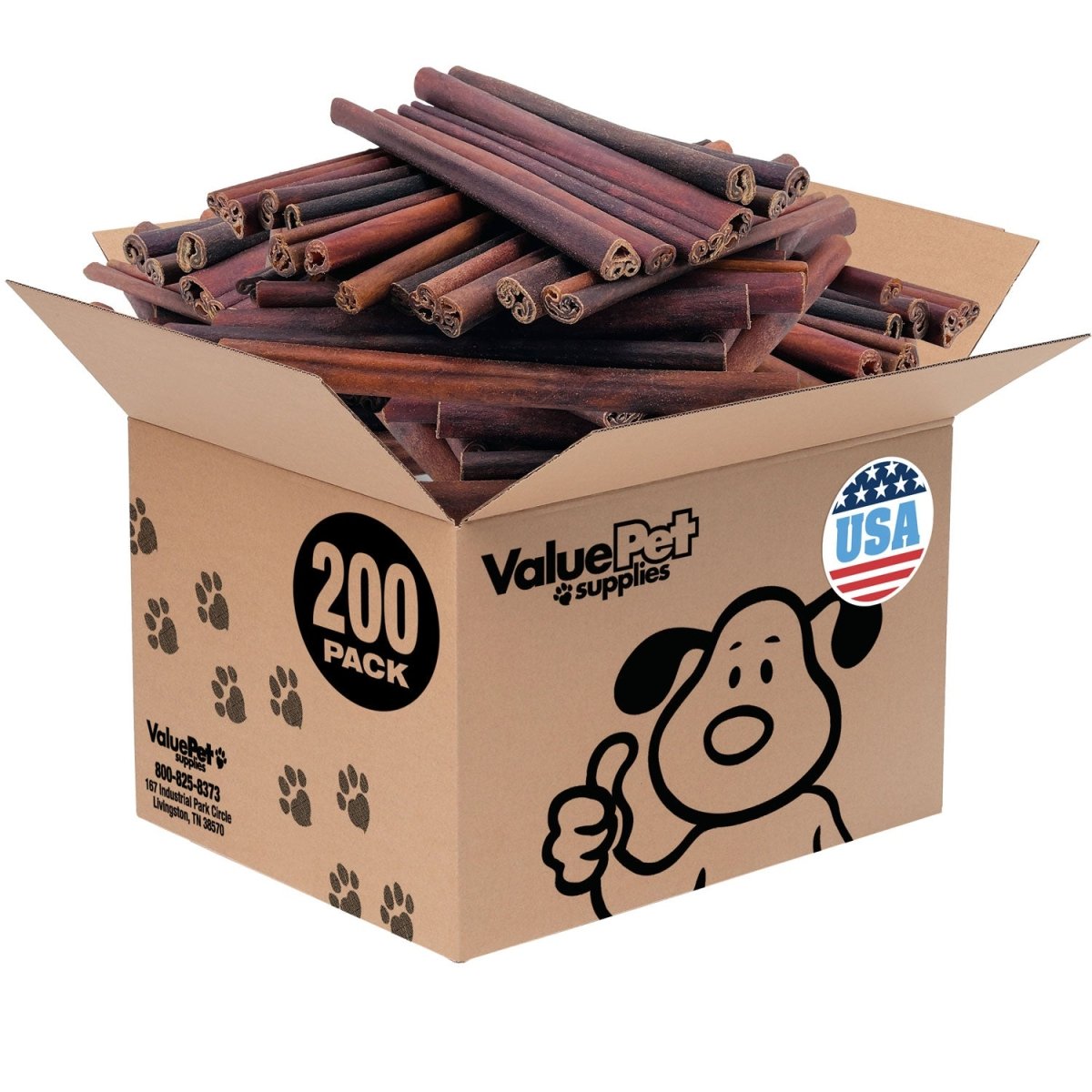 ValueBull USA Collagen Sticks for Dogs, 12 Inch Jumbo Chews, Natural Long - Lasting Dog Treats, 200 Count Bulk Pack - ValuePetSupplies