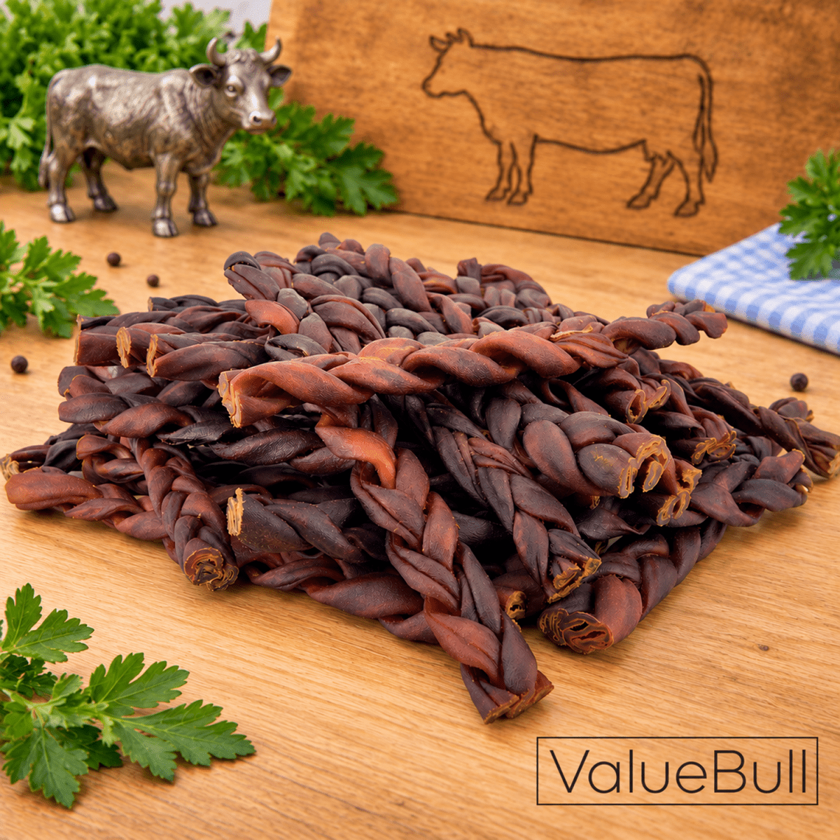 ValueBull USA Collagen Braid Beef Large Dog Chews, Medium 12 Inch, 25 Count Bulk Pack - ValuePetSupplies