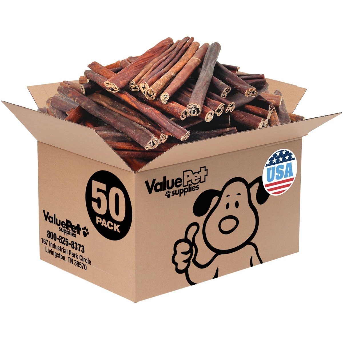 ValueBull USA Collagen Sticks for Dogs, 12 Inch Super Jumbo Chews, Natural Long - Lasting Dog Treats, 50 Count Bulk Pack - ValuePetSupplies