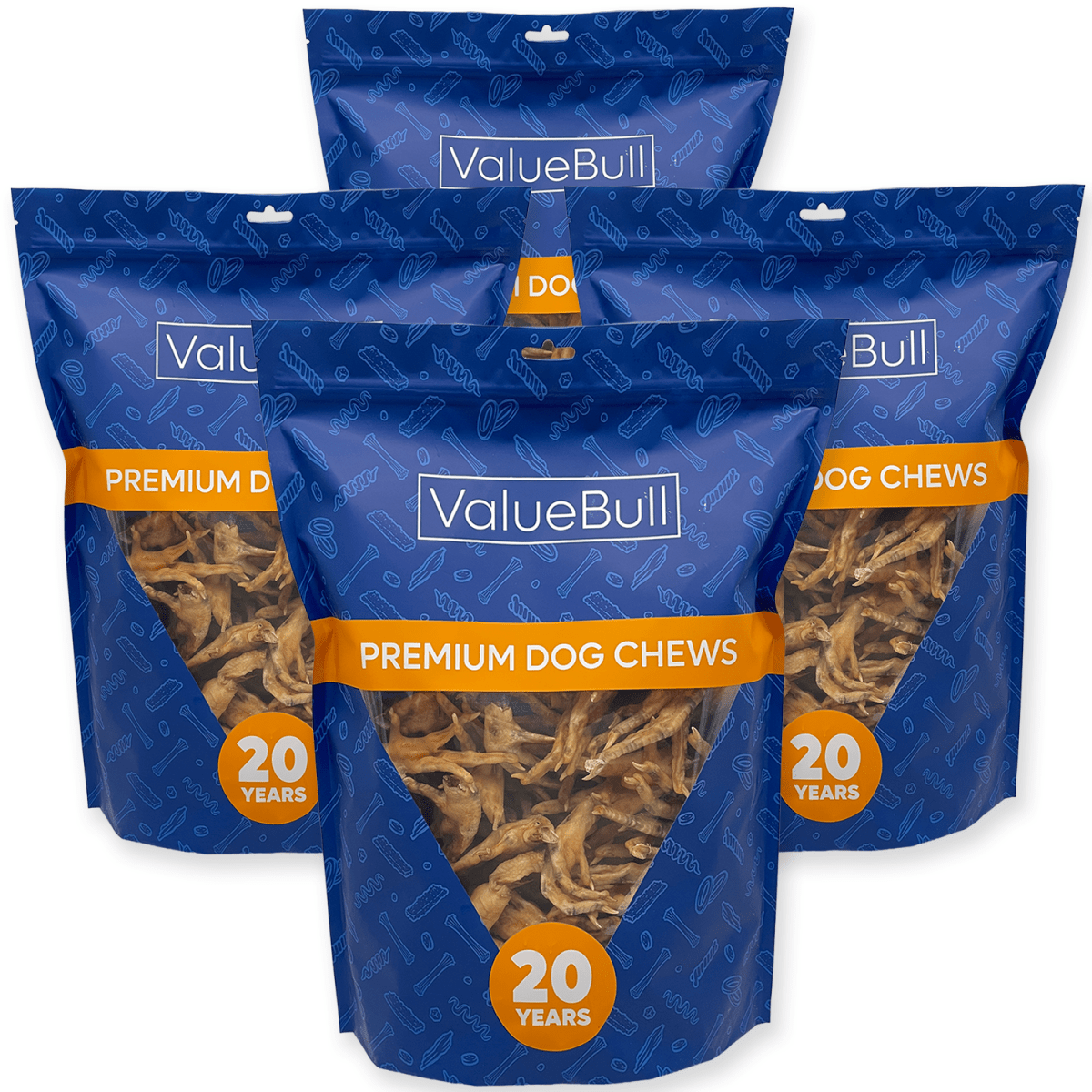 ValueBull USA Dehydrated Chicken Feet for Dogs, 400 Count Wholesale Pack - ValuePetSupplies