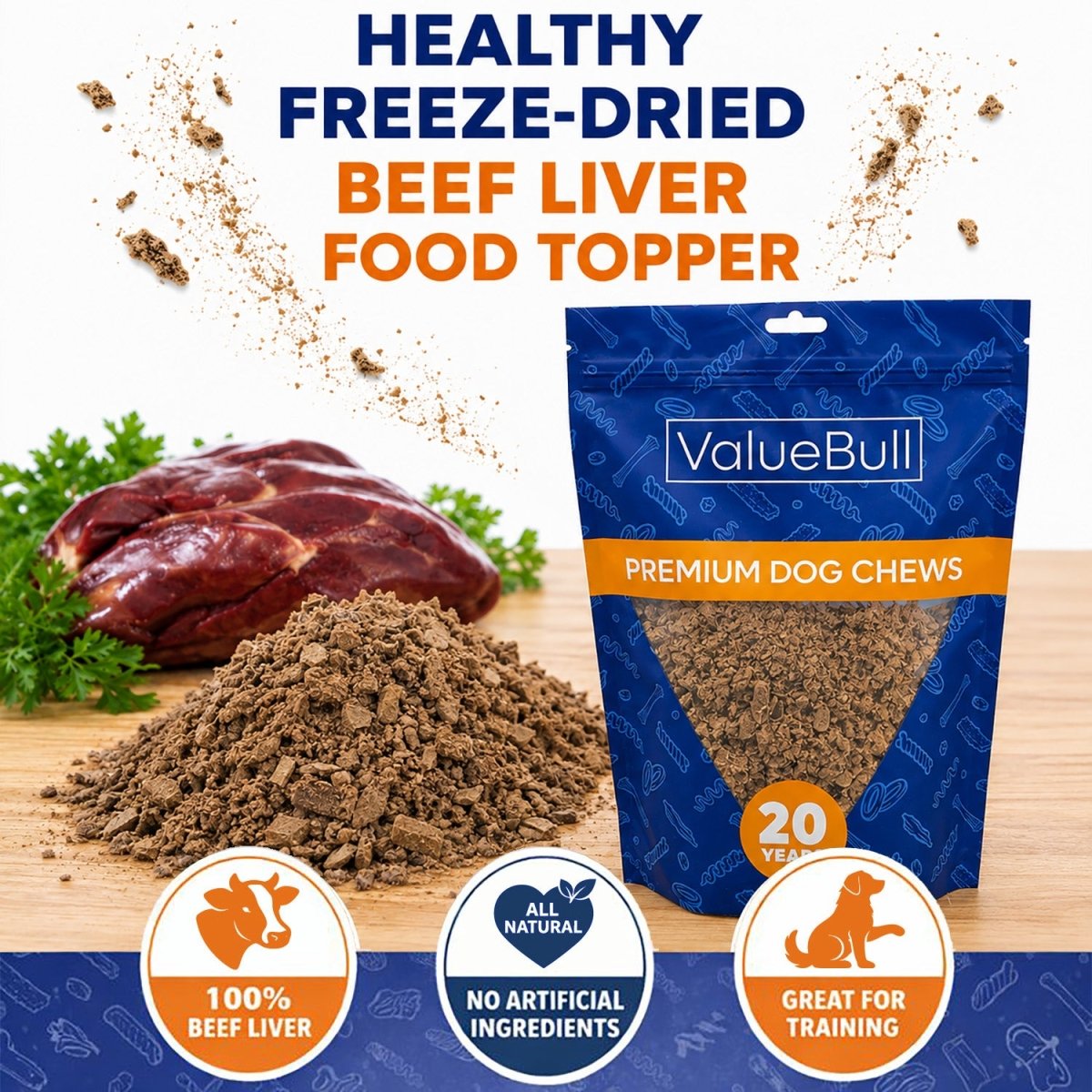 ValueBull USA Freeze Dried Beef Liver Food Topper for Dogs & Cats, 4 Pound - 4 - 4