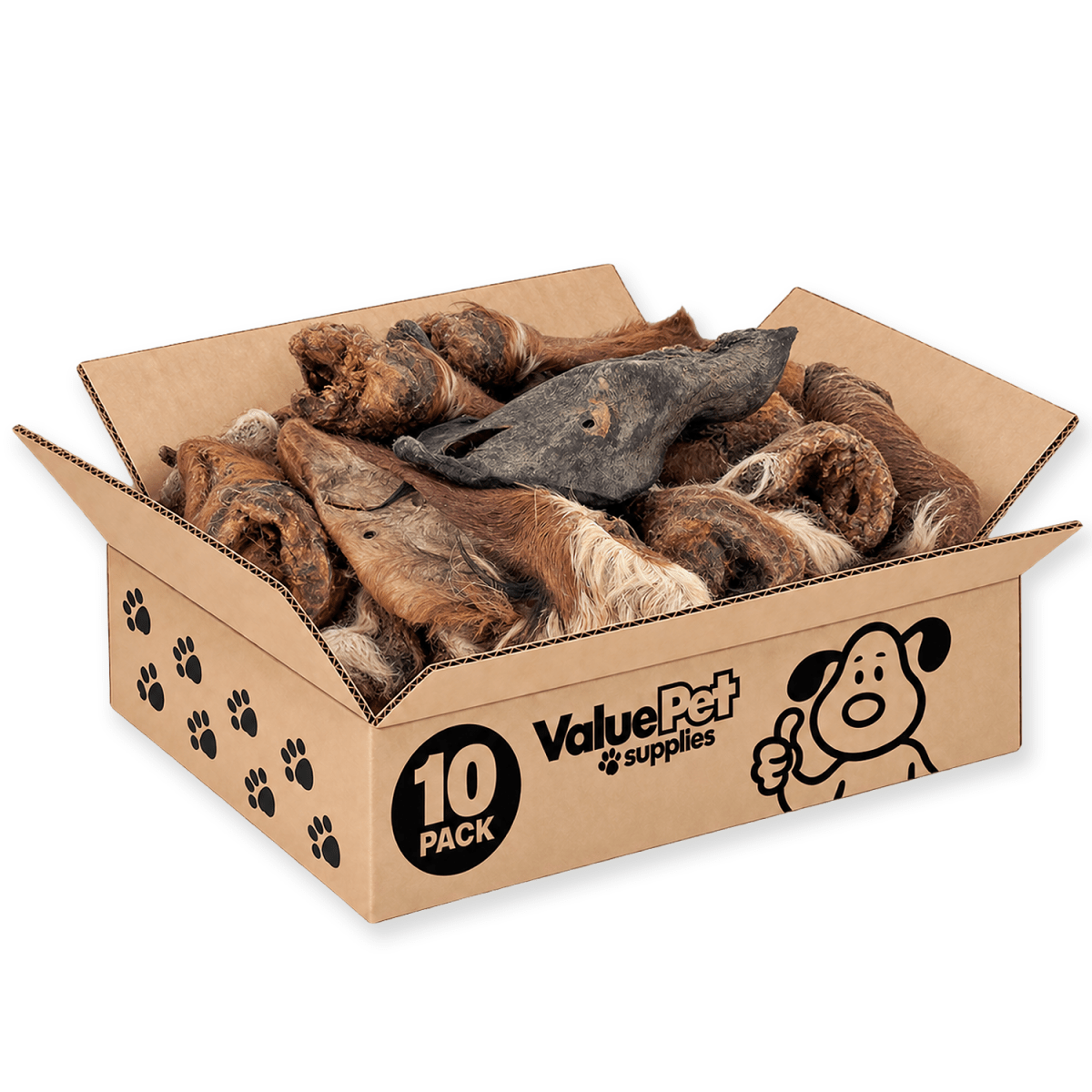 ValueBull Hairy Cow Ears for Dogs, 10 Count - ValuePetSupplies