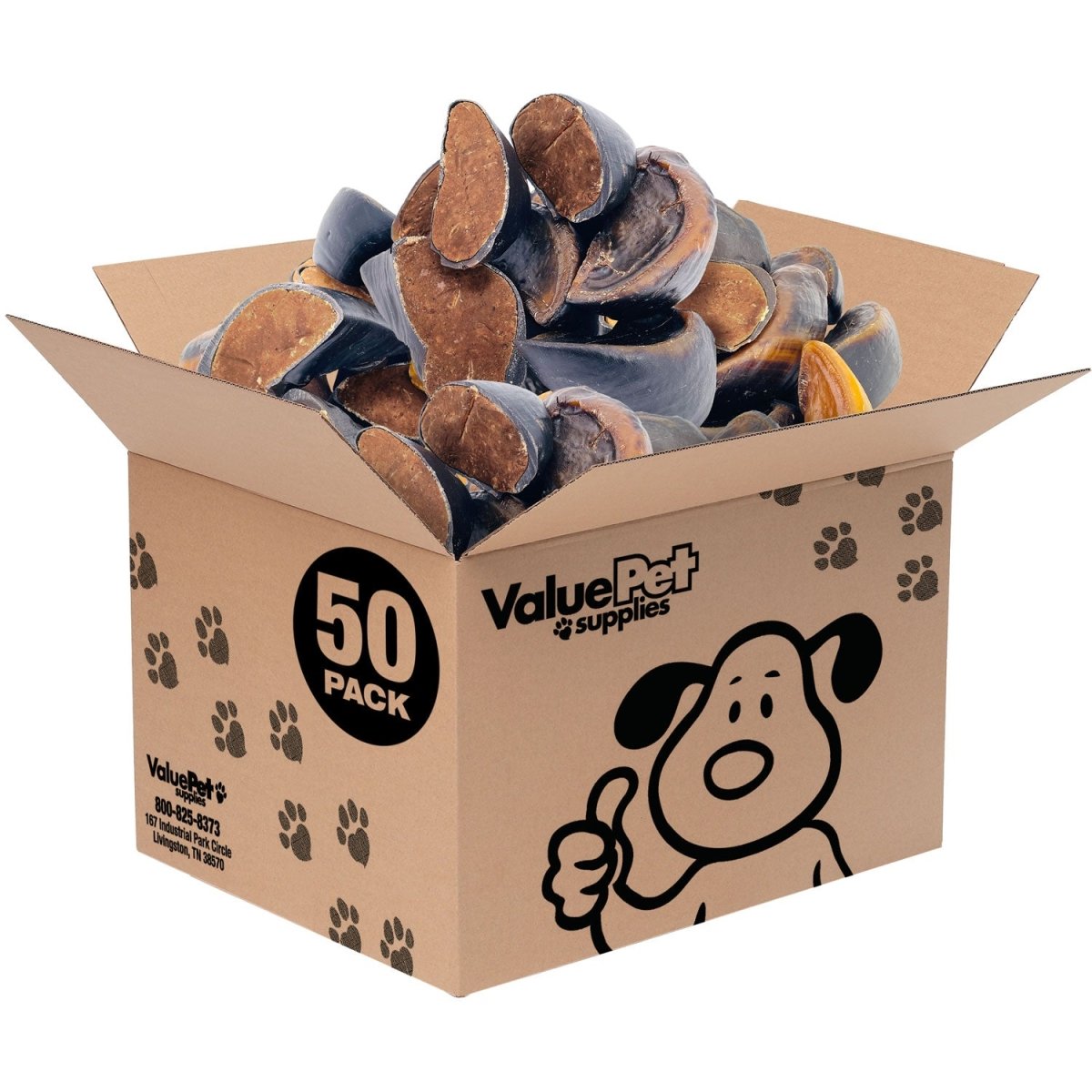 ValueBull Stuffed Beef Hooves Dog Chews, Peanut Butter, 50 Count Bulk Pack - ValuePetSupplies