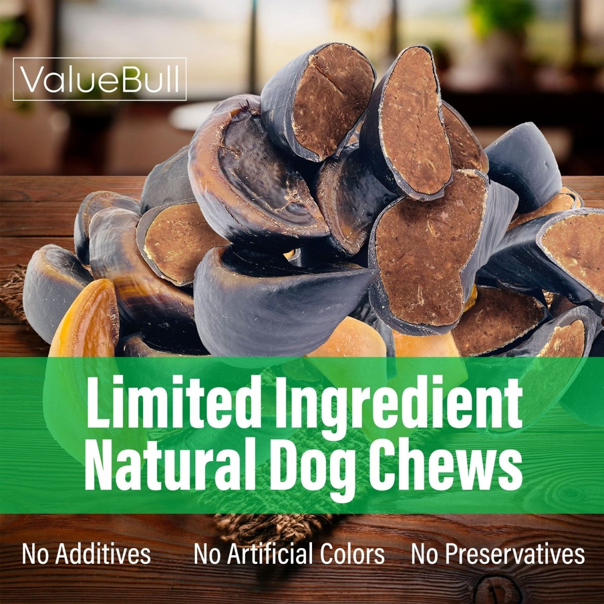 ValueBull Stuffed Beef Hooves Dog Chews, Peanut Butter, 50 Count Bulk Pack - ValuePetSupplies