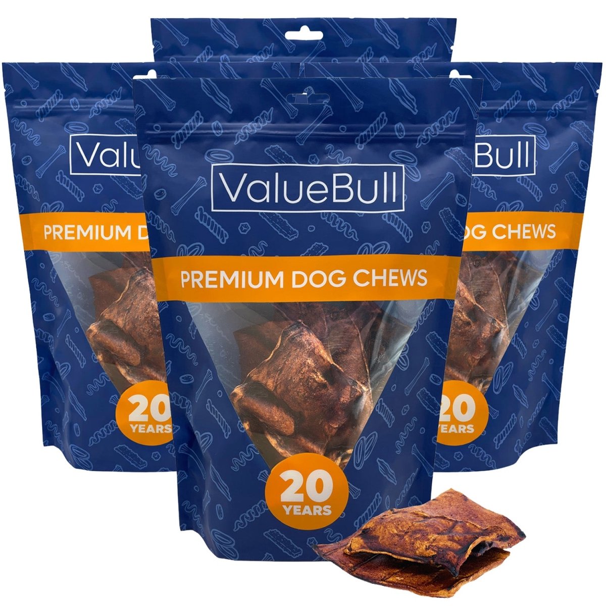 ValueBull USA Rawhide Chips, Natural Beef Flavor, 4 Pound - Beef,1 Pound (Pack of 4)