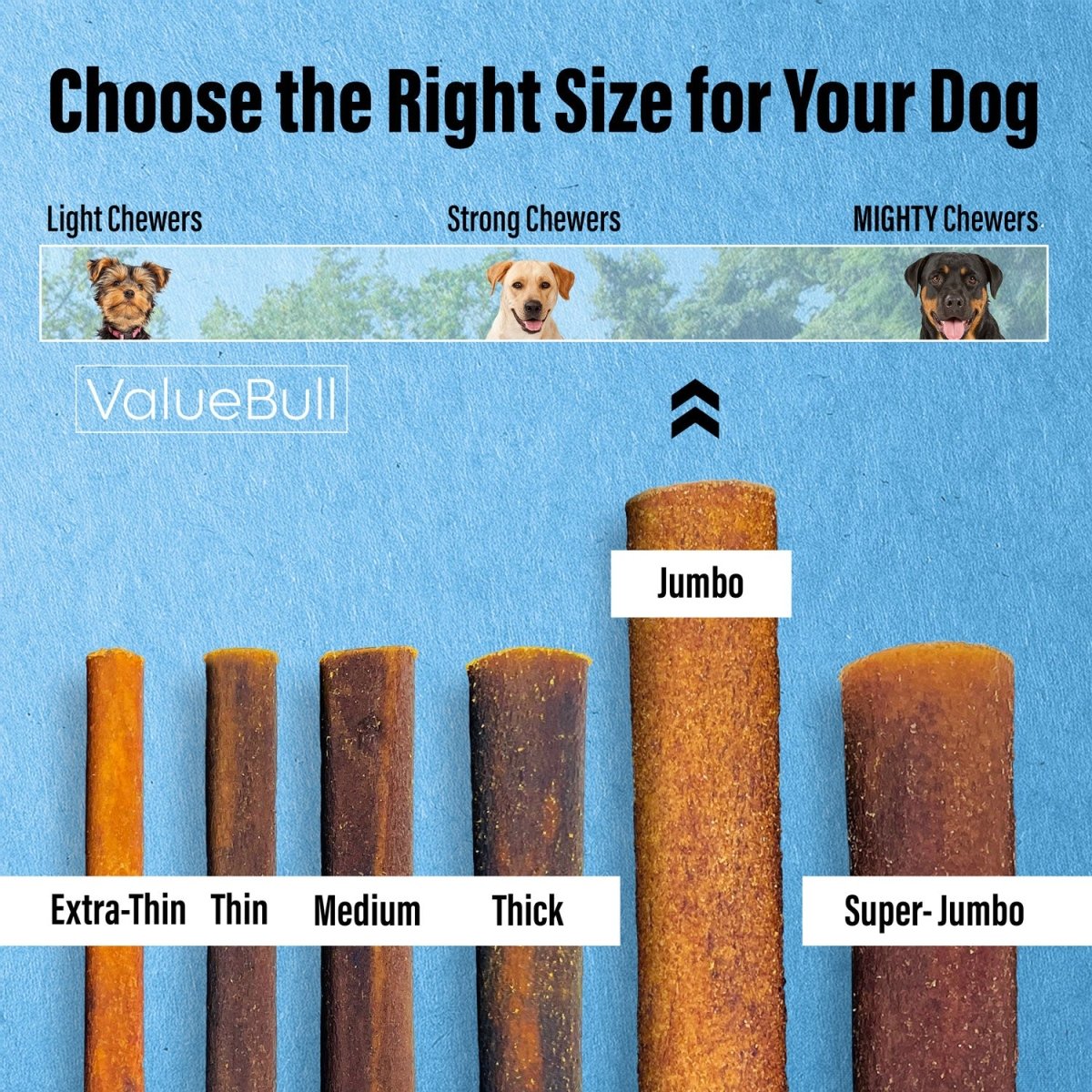 ValueBull Buffalo Collagen Sticks for Dogs, 6 Inch Jumbo Chews, Natural Long - Lasting Dog Treats, 100 Count BULK PACK - ValuePetSupplies