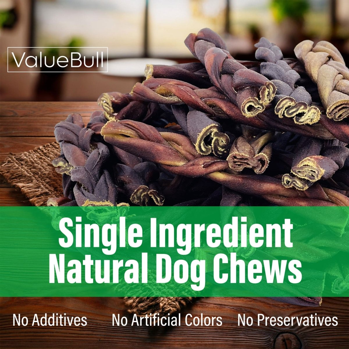 ValueBull Collagen Braided Sticks for Dogs, 6 Inch Medium Chews, Natural Long - Lasting Dog Treats, 10 Count - ValuePetSupplies