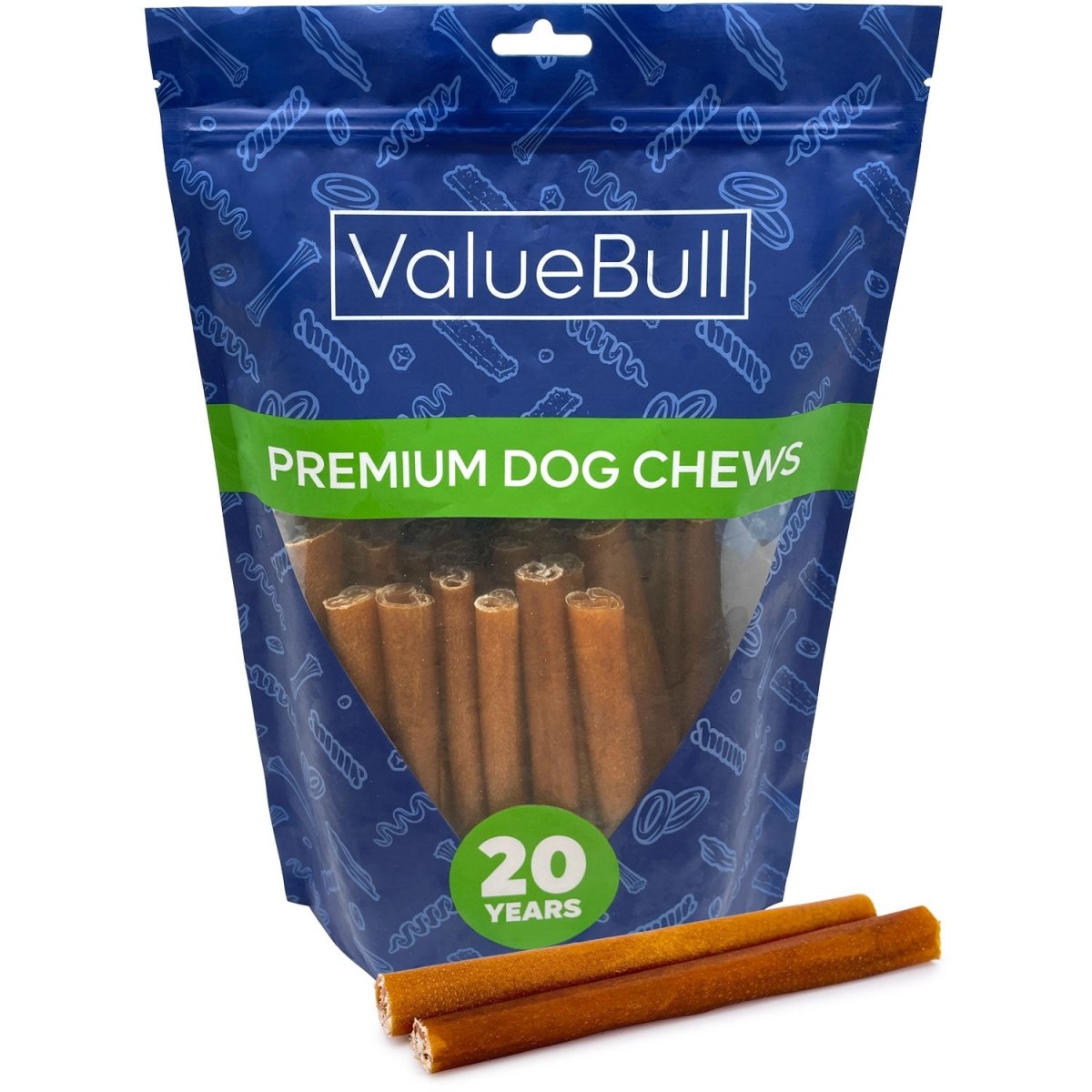 ValueBull Buffalo Collagen Sticks for Dogs, 6 Inch Medium Chews, Natural Long - Lasting Dog Treats, 25 Count - ValuePetSupplies