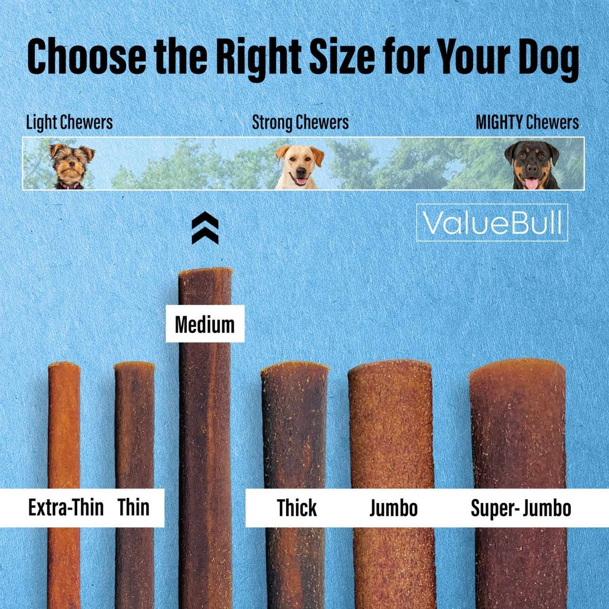 ValueBull Collagen Sticks for Dogs, 6 Inch Medium Chews, Natural Long-Lasting Dog Treats, 100 Count Bulk Pack - Medium - 100 Sticks