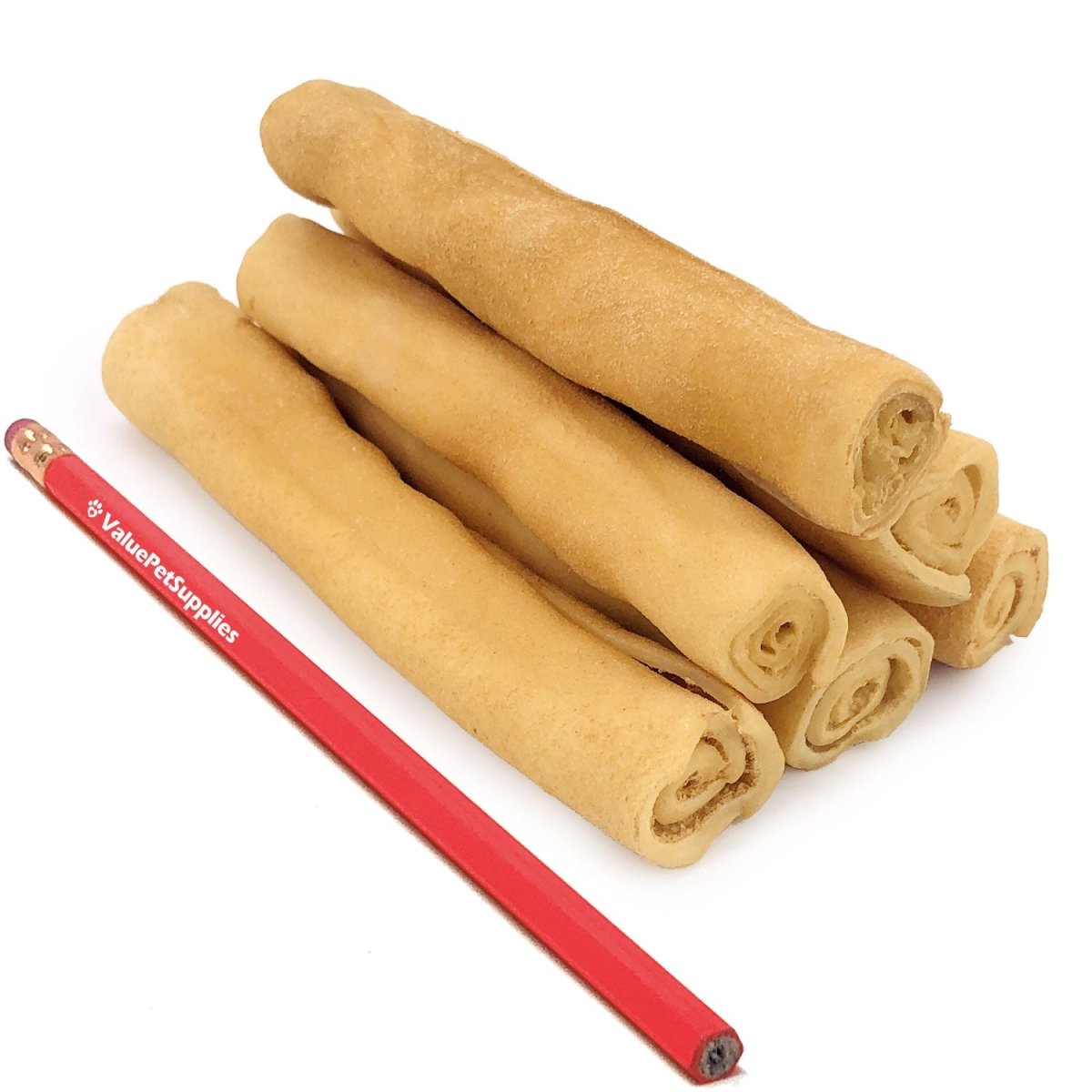 ValueBull USA Retriever Rolls, Premium Thick Cut Rawhide, Medium 5 - 6 Inch, Smoked, 100 Count Bulk Pack - ValuePetSupplies