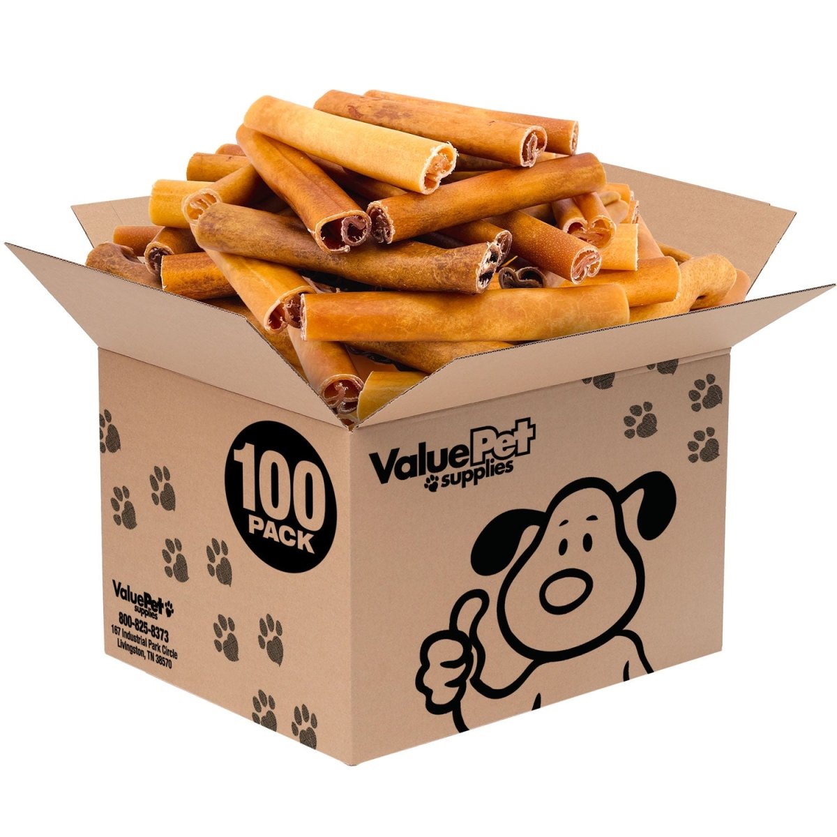 ValueBull Buffalo Collagen Sticks for Dogs, 6 Inch Super Jumbo Chews, Natural Long - Lasting Dog Treats, 100 Count BULK PACK - ValuePetSupplies