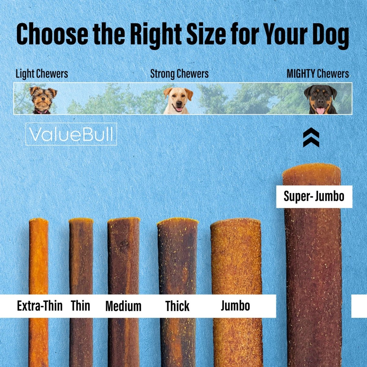 ValueBull Buffalo Collagen Sticks for Dogs, 6 Inch Super Jumbo Chews, Natural Long - Lasting Dog Treats, 100 Count BULK PACK - ValuePetSupplies