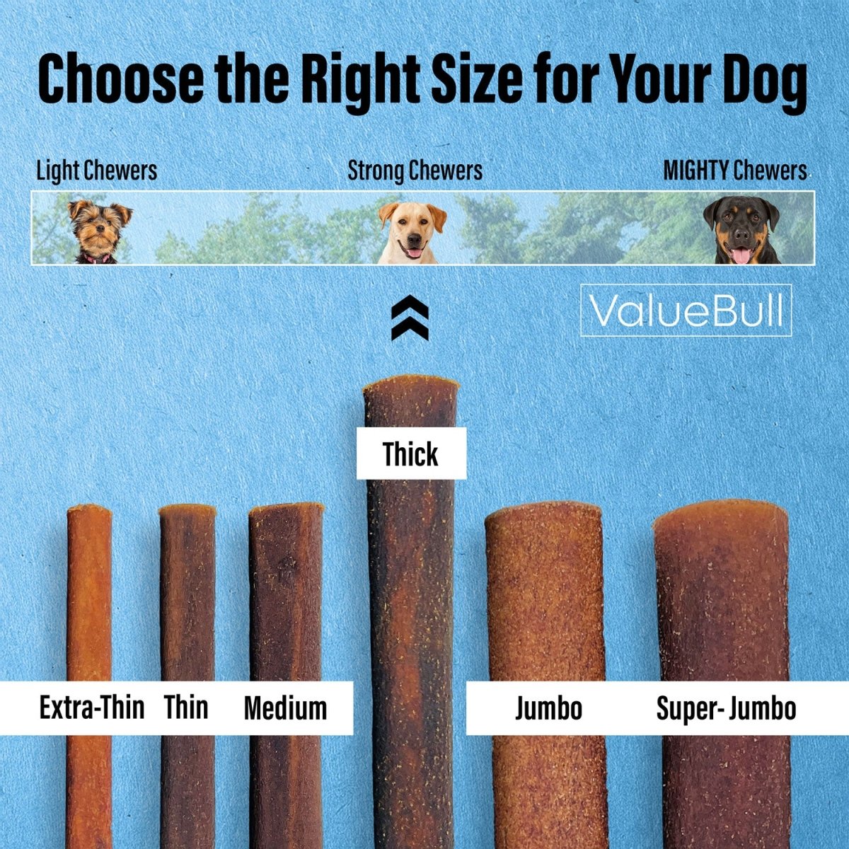ValueBull Collagen Sticks for Dogs, 6 Inch Thick Chews, Natural Long-Lasting Dog Treats, 25 Count - Thick - 25 Sticks