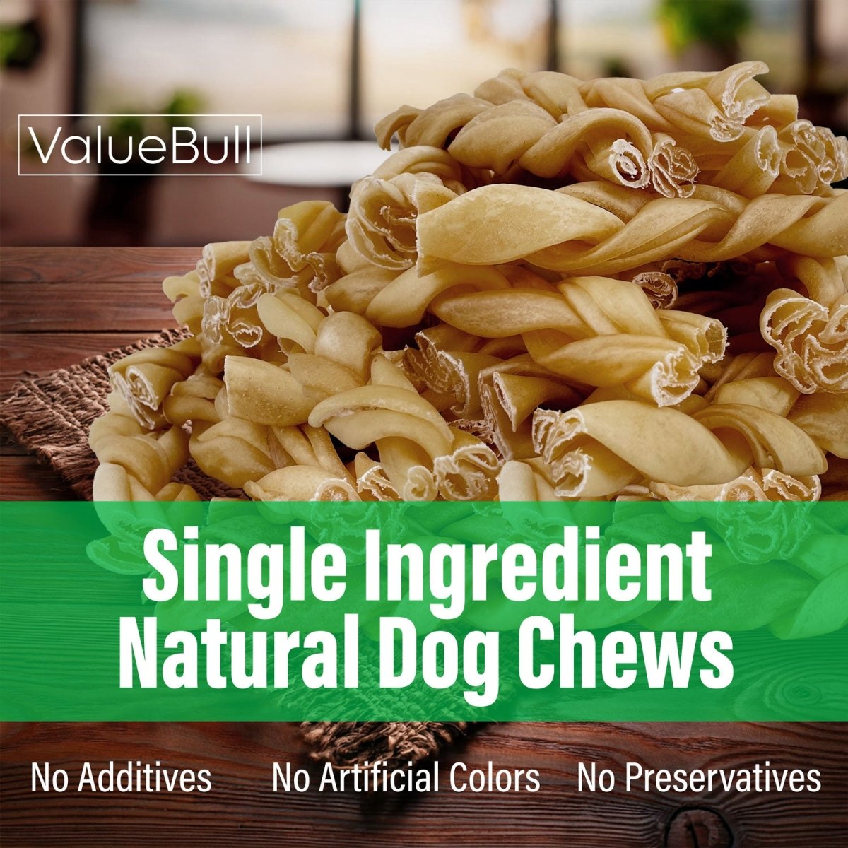 ValueBull Buffalo Collagen Braided Sticks For Small Dogs, Bully Sticks & Rawhide Alternative, Thin 6 in, 25 ct - ValuePetSupplies