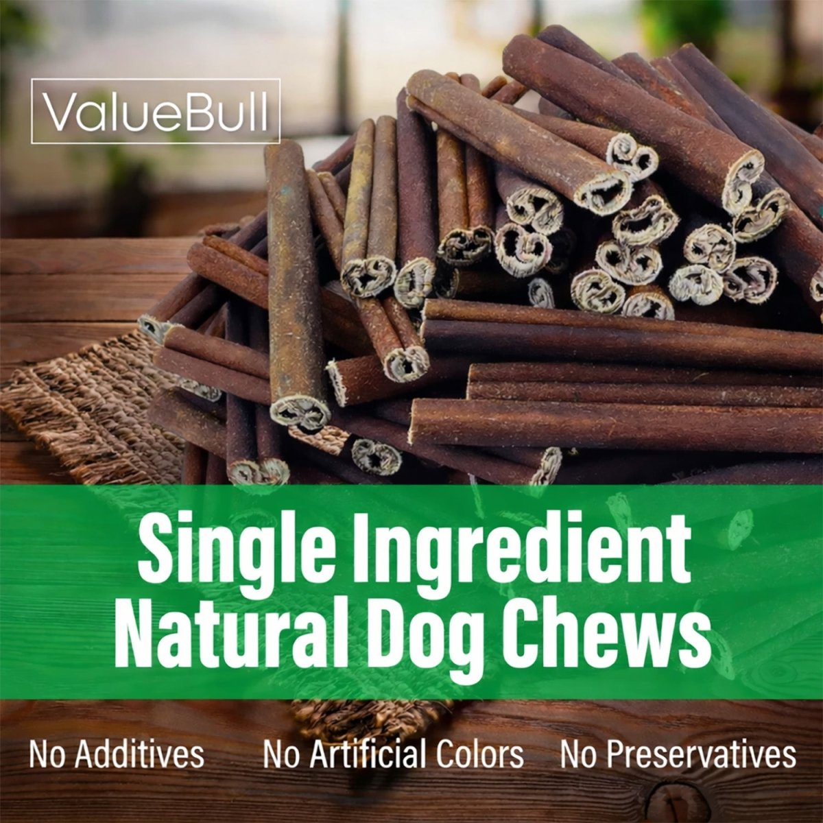 ValueBull Buffalo Collagen Sticks for Dogs, 6 Inch Thin Chews, 100 Count Bulk Pack - ValuePetSupplies