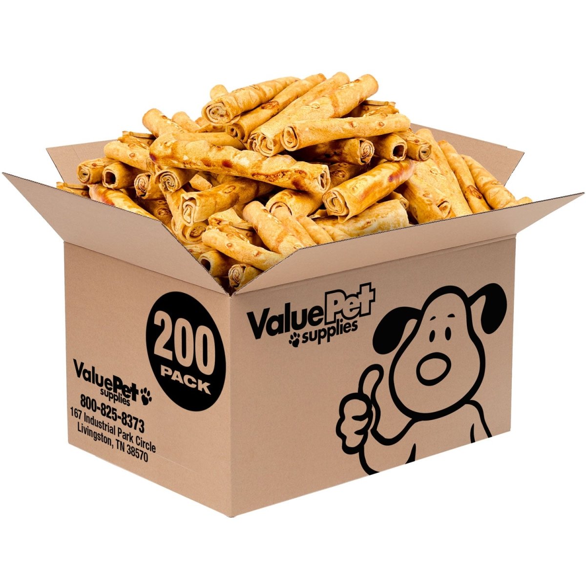 ValueBull USA Retriever Rolls for Small Dogs, Premium Rawhide, Thin 5 - 6 Inch, Chicken Infused, 200 Count BULK PACK - ValuePetSupplies