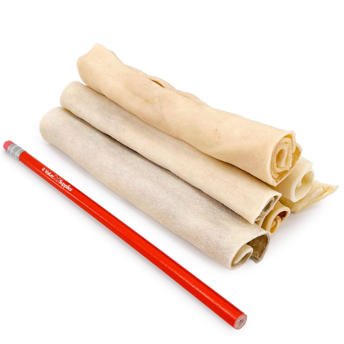 ValueBull USA Retriever Rolls for Small Dogs, Premium Rawhide, Thin 5 - 6 Inch, 100 Count BULK PACK - ValuePetSupplies