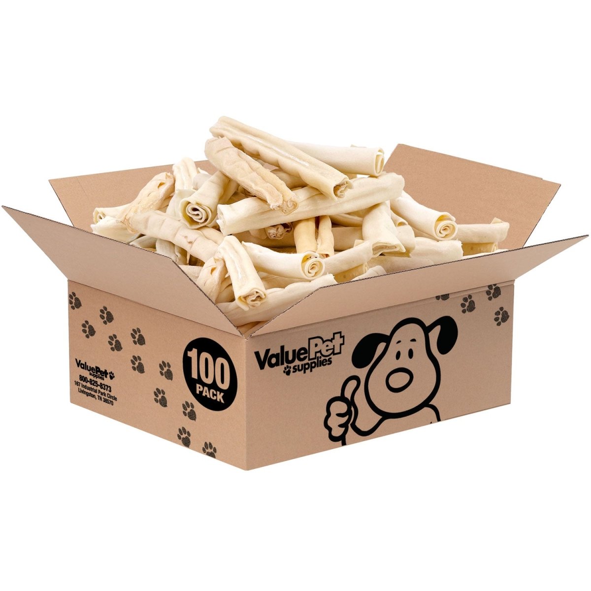 ValueBull USA Retriever Rolls for Small Dogs, Premium Rawhide, Thin 5 - 6 Inch, 100 Count BULK PACK - ValuePetSupplies