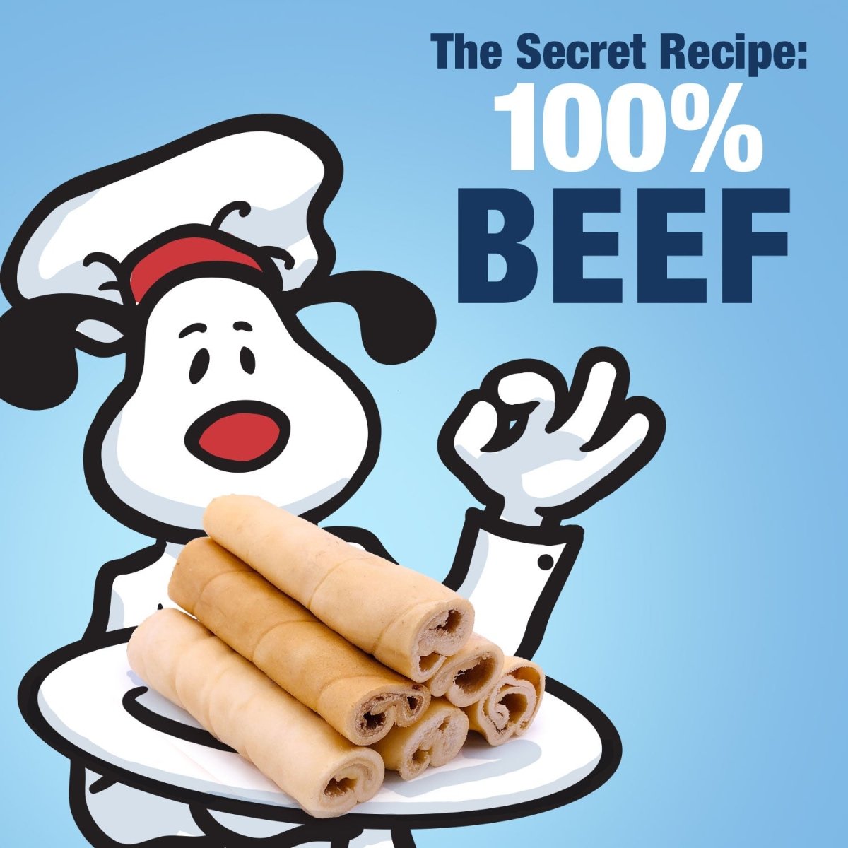 ValueBull Beef Cheek Rolls, Long Lasting Dog Chews, Jumbo 9 - 10 Inch, 100 Count BULK PACK - ValuePetSupplies