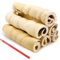 ValueBull Beef Cheek Rolls, Long Lasting Dog Chews, Jumbo 9 - 10 Inch, 100 Count Wholesale Pack - ValuePetSupplies