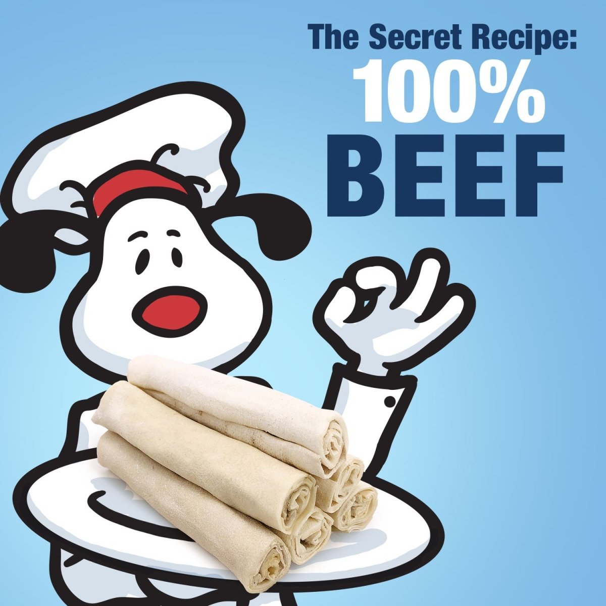 ValueBull USA Retriever Rolls for Small Dogs, Premium Rawhide, Thin 10 Inch. Natural Beef Flavor, 10 Count - ValuePetSupplies