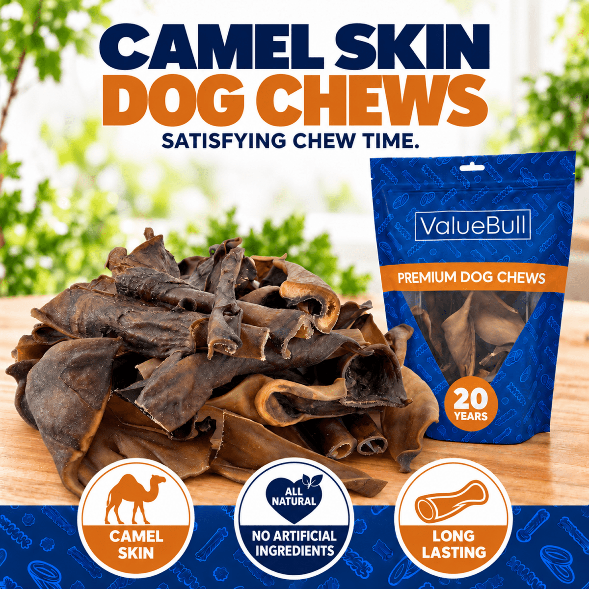 ValueBull Camel Skin Slices for Dogs, 2 Pounds - ValuePetSupplies