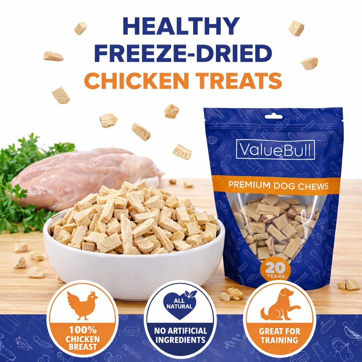 ValueBull USA Freeze Dried Chicken Breast, 8 Pound - 8