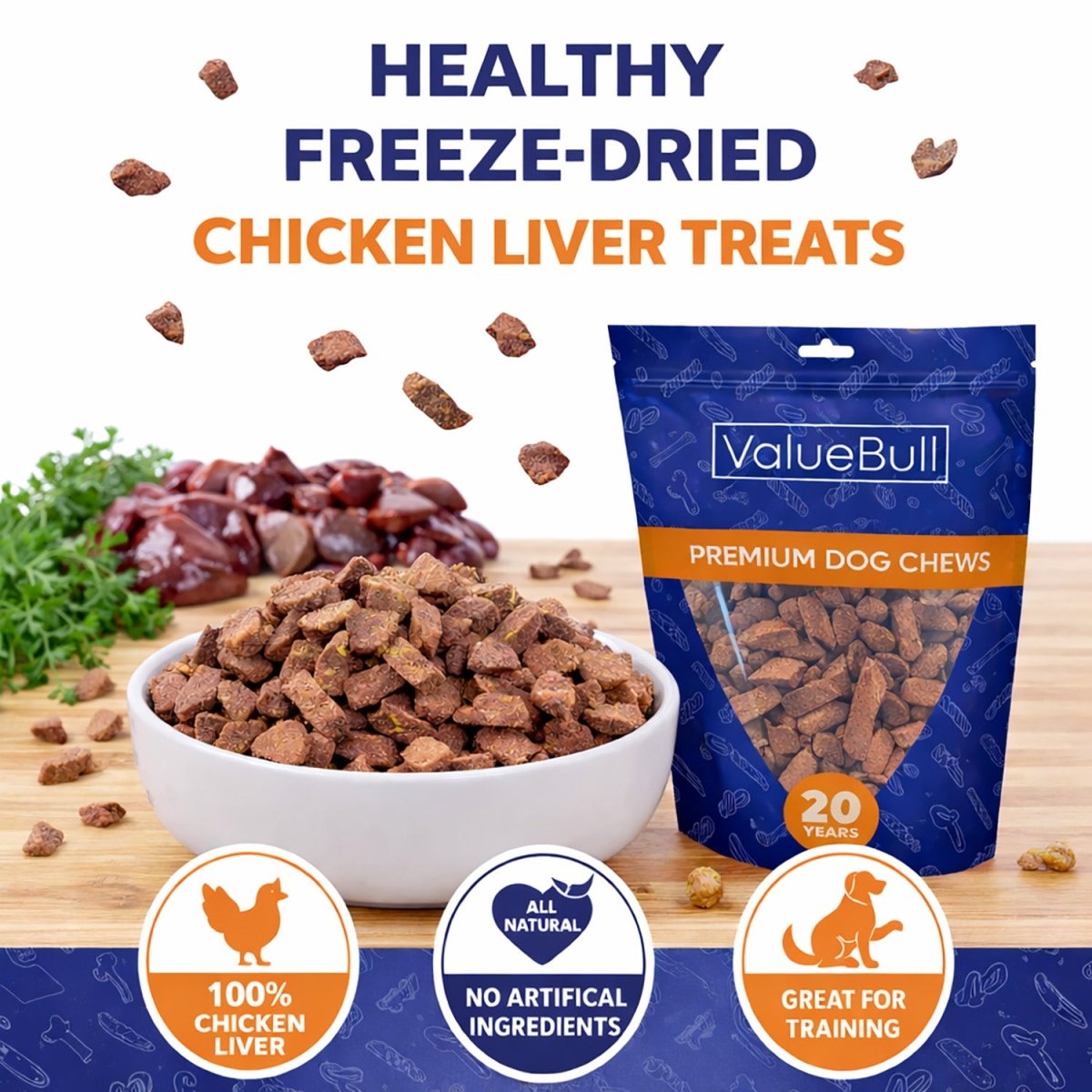 ValueBull USA Freeze Dried Chicken Liver, 8 Ounce - ValuePetSupplies