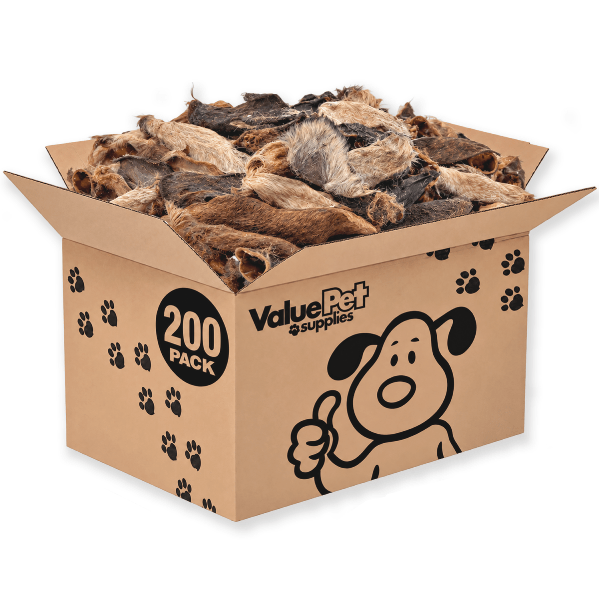 ValueBull Hairy Goat Ears for Dogs, 200 Count Wholesale Pack - ValuePetSupplies