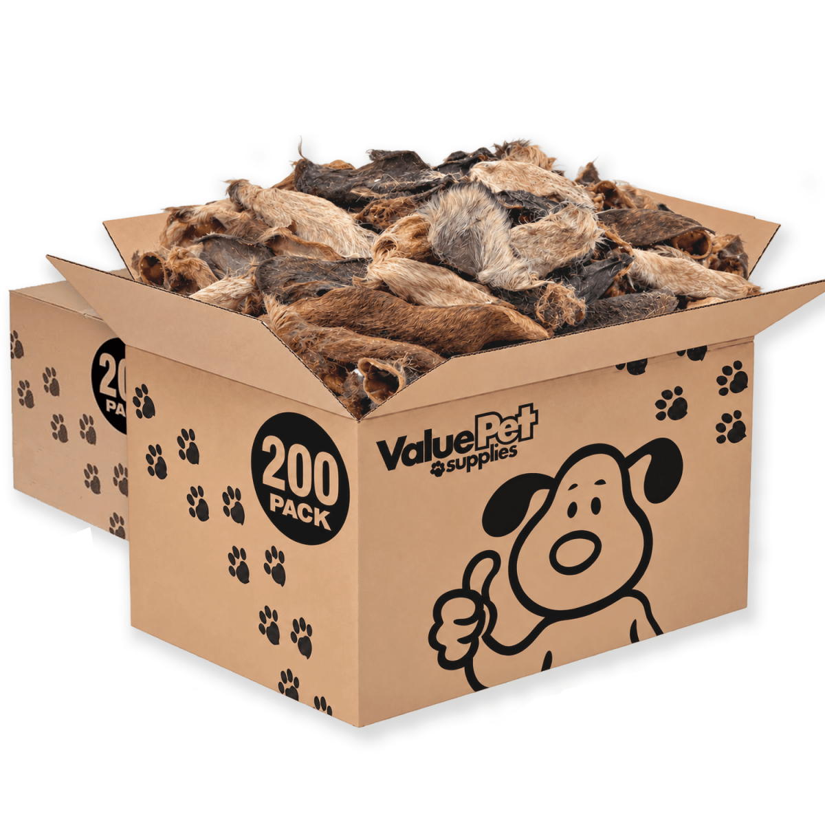 ValueBull Hairy Goat Ears for Dogs, 400 Count Wholesale Pack - ValuePetSupplies