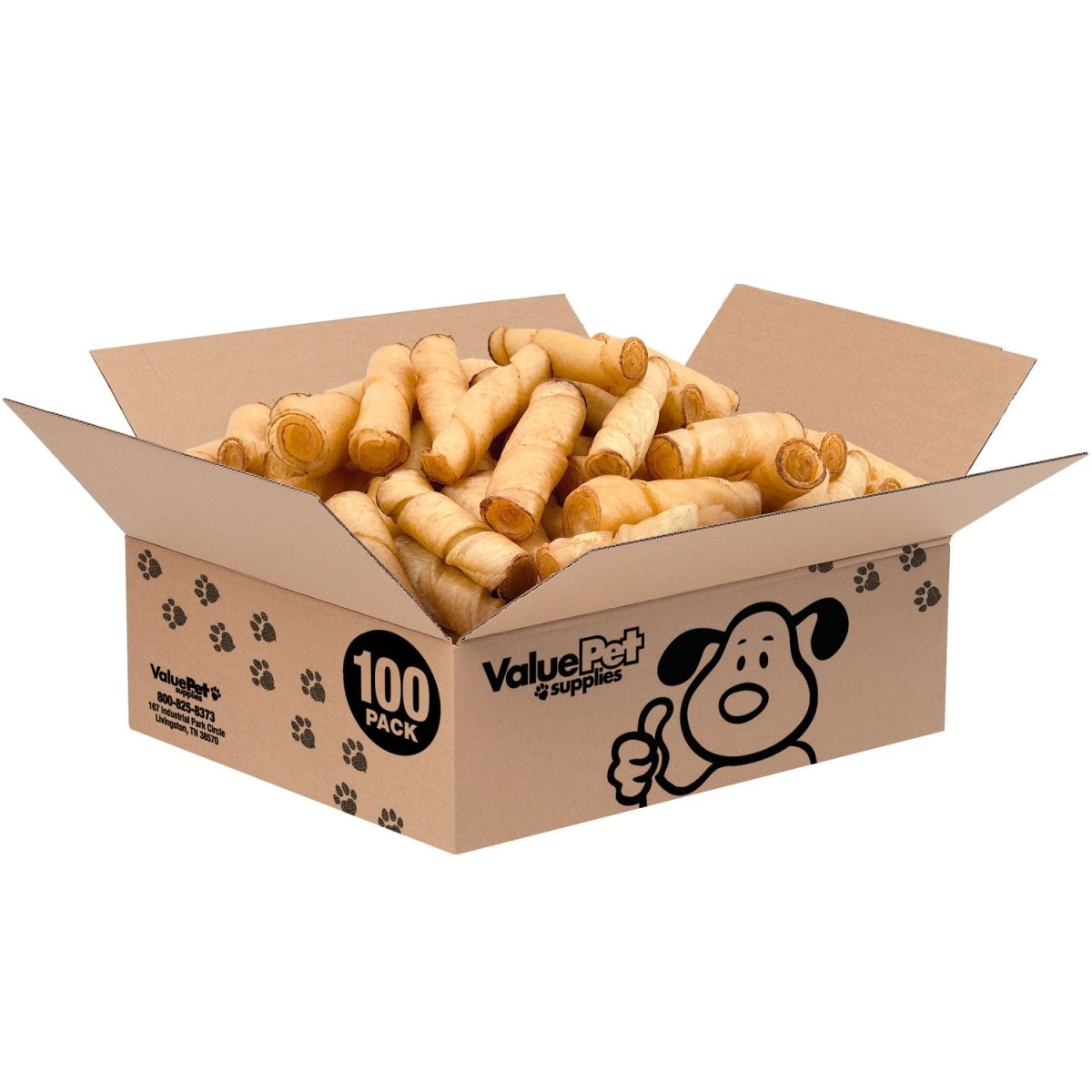 ValueBull USA Pig Skin Twists, Small, Smoked, 100 Count - ValuePetSupplies